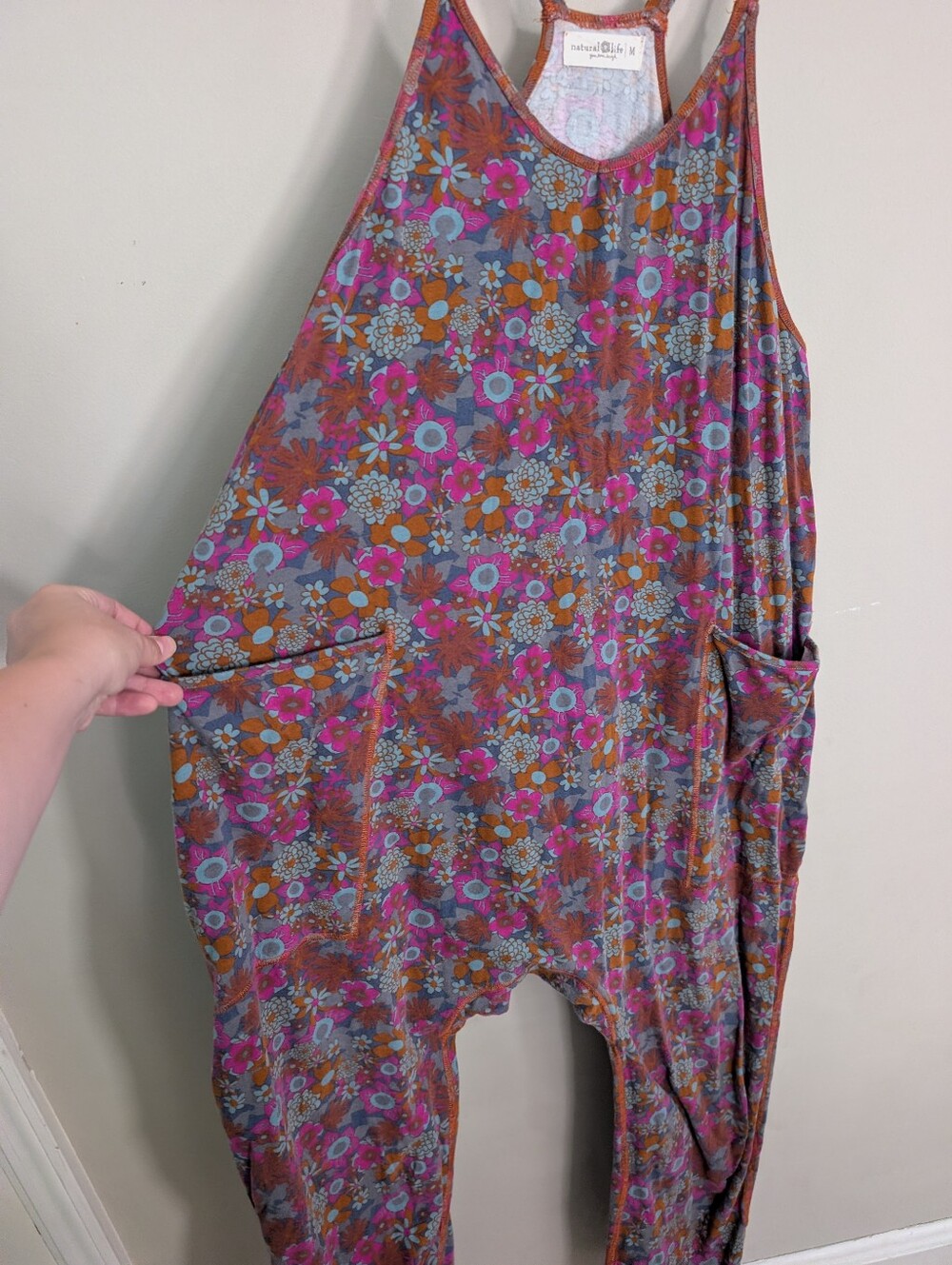 Natural Life Lucy Pink Floral Cotton Jumpsuit Size M - Picture 7 of 8